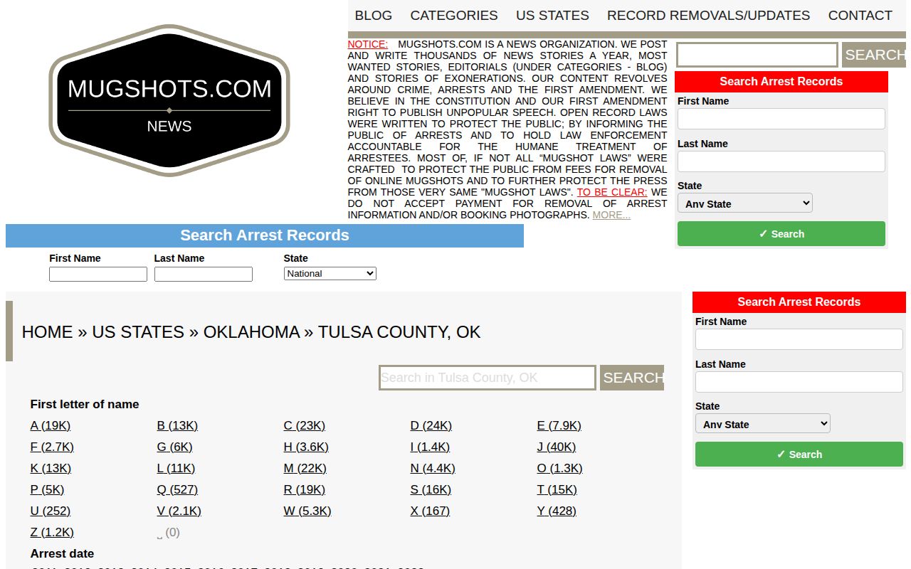 Tulsa County mugshot news context at Mugshots.com
