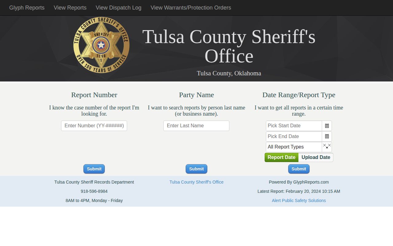 Tulsa County warrant record search portal